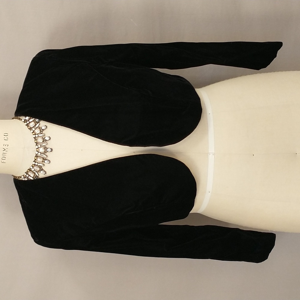 Vintage Velvet Bolero Elegant Black Crop Length Women's Jacket Party 42" Bust